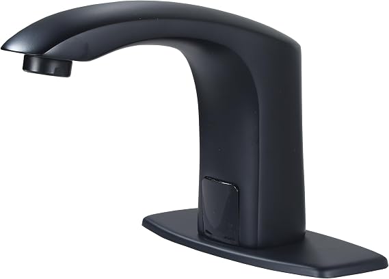 Automatic Touchless Bathroom Sink Faucet Hands Free Sensor Auto | Brass,Deck Plate,Battery Operated,Motion Activated,Commercial,Water Mixer Valve,Control Box,Basin,Residential,Matte Black