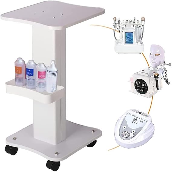 Salon Trolley Cart on Wheels, 2 Tiers Rolling Beauty Spa Service Cart for Esthetician, Steel Mobile Beauty Medical Instrument