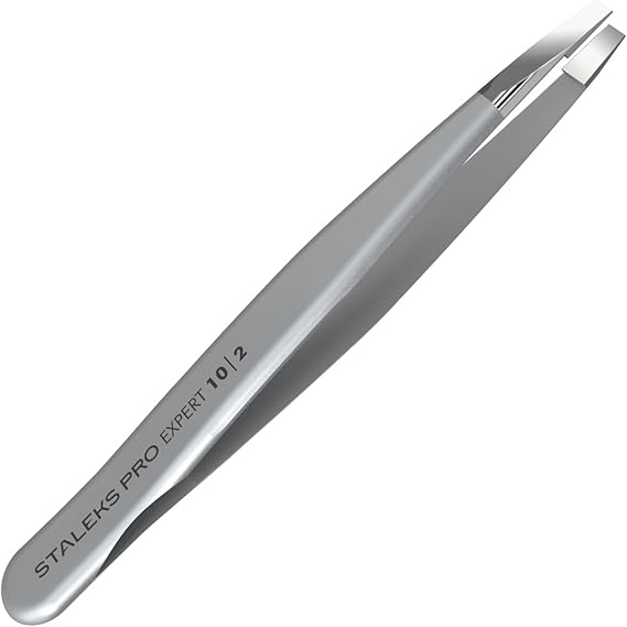 Staleks Pro EXPERT 10 Eyebrow Tweezers Type 2 Narrow Straight Tips Stainless Steel For Thin Eyebrow Shaping Professional Quality