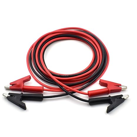 2PCS 14 AWG Alligator Clips Test Leads Dual Ended Crocodile Heavy Duty Flexible Copper Wire Cable with Insulators Test Clips for Electrical Testing 6.6ft / 2m