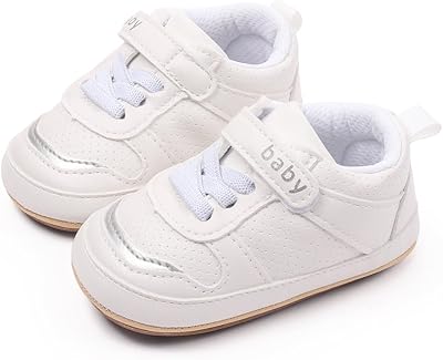 Unisex Baby Boys Girls Rubber Sole Leather Sneakers, Sport Newborn Infant First Walkers Shoes