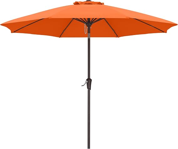 ABCCANOPY 9FT Patio Umbrella Outdoor 8 Ribs Table Umbrella(Orange) | Fade & UV Resistant Fabric,8 Fiberglass Ribs,Smooth Crank System,Wind Resistance,Great for Patio,Backyard,Garden,Deck