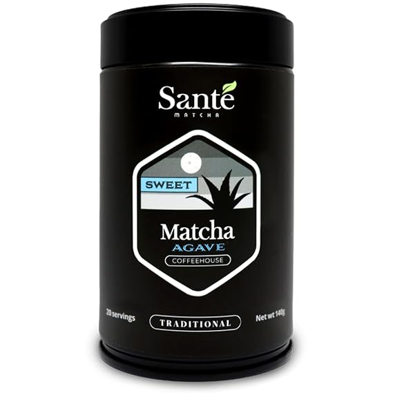 Sante Matcha: Sweet Matcha - Ceremonial Grade Japanese Matcha + Organic Agave Powder- From The Aichi Prefecture Region & First Harvest - Matcha Powder Ceremonial Grade - 20 Servings
