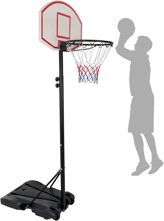 Portable Basketball Hoop for Kids Fun Yard Sports Height-Adjustable 5.4ft-7ft Goal 28" Mini Backboard System w/Wheels