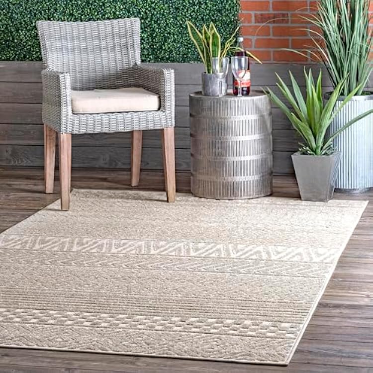 nuLOOM Kamryn Textured Tribal IndoorOutdoor Area Rug, 8x10, Beige