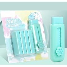 Push-Pull Erasers 4PCS Including Replacement Cores Creative Rubber Stocking Stuffers Cute Candy Color Rubber Pencil Erasers Nice Gift (Random Color) (3-Pack Cat Paw)