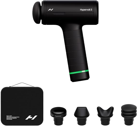 Hyperice Hypervolt 3 Percussion Massage Gun Heated Head Premium Carry Case | Loosen Tight Muscles | Five Speed Control | Quiet Performance | Heated Head | Five Speed Settings | Pressure Sensor Tech