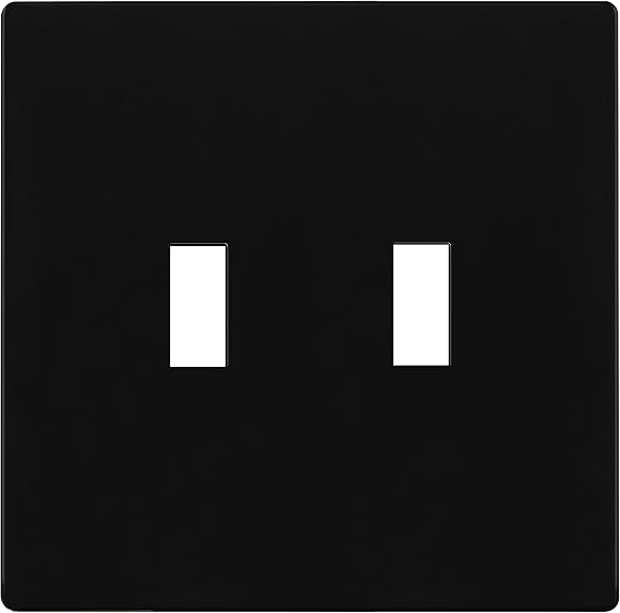 ENERLITES Screwless Double Toggle Switch Wall Plate, Child Safe Dual Light Switch Cover, Standard Size 2-Gang 4.68" x 4.73", Unbreakable Polycarbonate Thermoplastic, UL Listed, SI8812-BK, Glossy Black