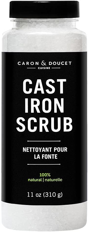 CARON & DOUCET - Cast Iron Cleaning & Restoring Scrub | 100% Natural | Best for Removing Rust Without Scratching & Care Before Cleaning, Washing & Seasoning (11 Ounce)
