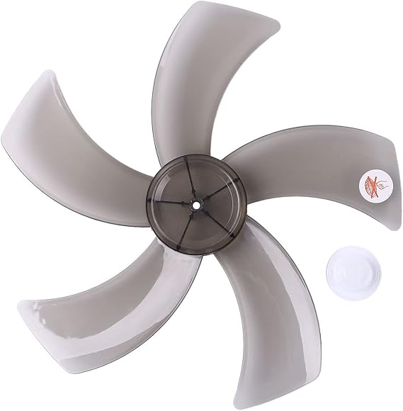 renvena 16 inch Plastic Fan Blade with Nut Cover Replacement for Household Stand/Pedestal Fan Table Fan Accessory No Noice Black with Fan Nut