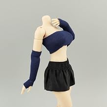Fremego 1/12 Scale Female Clothes Blue Tube Tops Strapless Vest Hand Sleeves Wristband Cuff Clothing for 6inch Action Figure Body