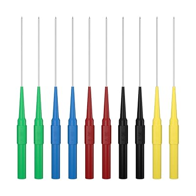 10pcs Multimeter Test Probe Back Probes, 1mm Long Test Pin Non-Destructive Insulation Piercing Needles 4mm Female Banana Plug Car Detective Tools 5colors 30009
