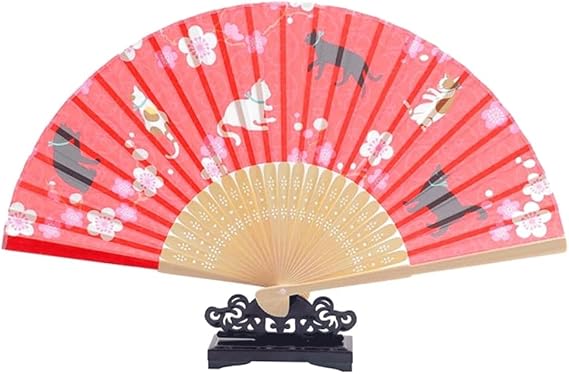 Handmade Folding Fan Handheld Folding Fan Creative Print Fashion Folding Fan for Women's Dance Wedding Hand Fan Decorative Props Party Party