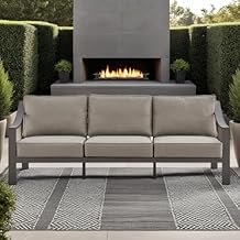 Armen Living Koda Aluminum Outdoor Sofa in Brown