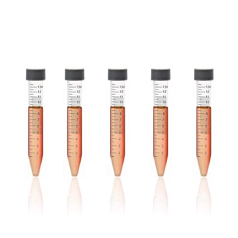 ULAB 50pcs Centrifuge Tubes, Vol.15ml 17x120mm, Blue Printed Graduated Marks from 1.5ml to 13ml, Assembled Leak-Proof Screw Cap, Gamma Sterile, UCT1008