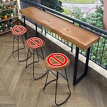 Solid Wood Bar Height Table Counter Height Table Long Bar Table Solid Wood Tabletop and Metal Legs Rectangular Pub Tables Suitable for Bars, cafes and Living Rooms (Only Table)(140cm(55in))