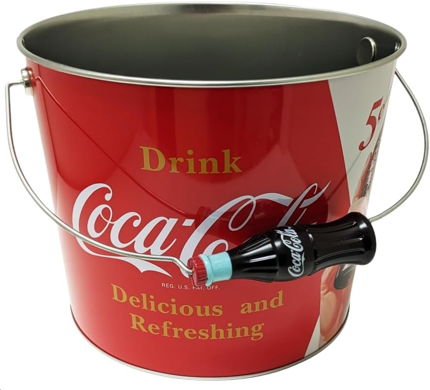 The Tin Box Company Coca-Cola Large Beverage Bucket with Coke Bottle Handle