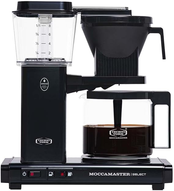 Moccamaster KBG Select UK Plug Filter Coffee Machine, Black | 1520 W, 1.25 Liters, Aluminium