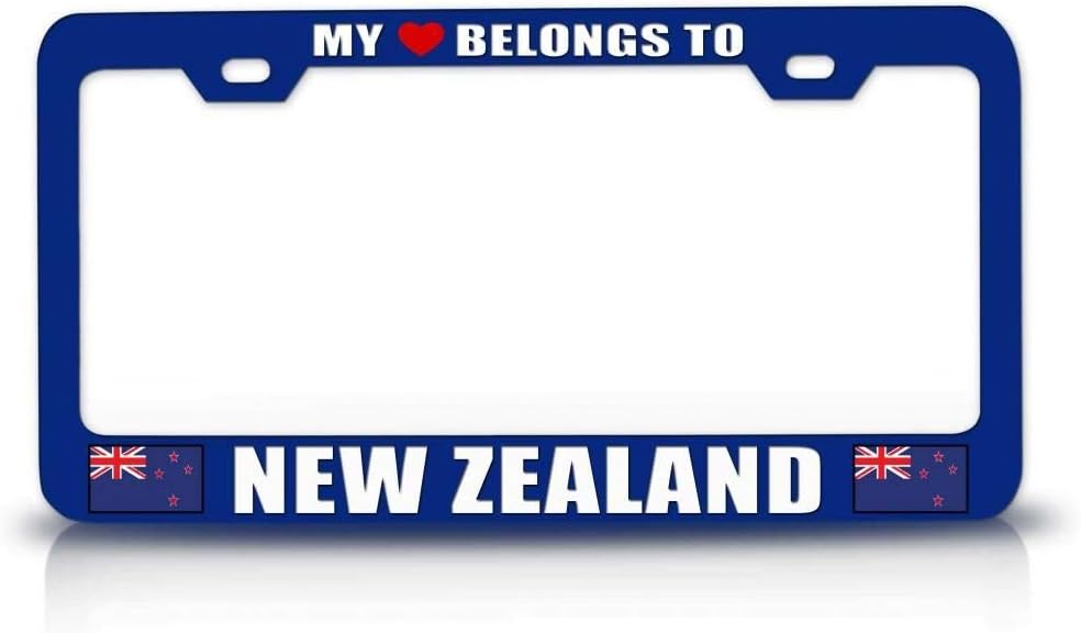 My Heart Belongs to New Zealand Flag Metal Car SUV Truck License Plate Frame Bu b55