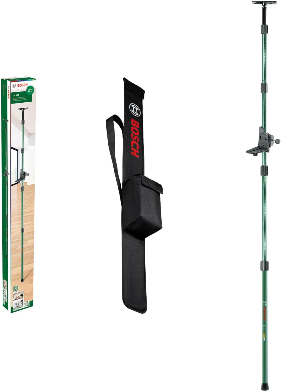 Bosch telescopic rod TP 320 adjustable height of 106-320 cm for fast and flexible positioning of cross line lasers, in cardboard box