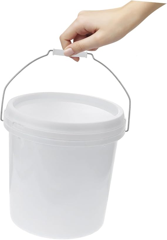 Lurrose 3 Gallon Plastic Bucket with Handle and Lid Round Paint Pail for Water Storage Fishing Home Outdoor Use Portable White Bucket
