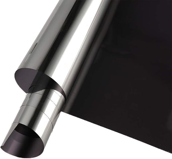 SW One Way Mirror Privacy Window Film, Heat Control and Anti - UV Adhesive Reflective Window Tint for Home and Office, 17.7Inch x 10Feet, Black Silver
