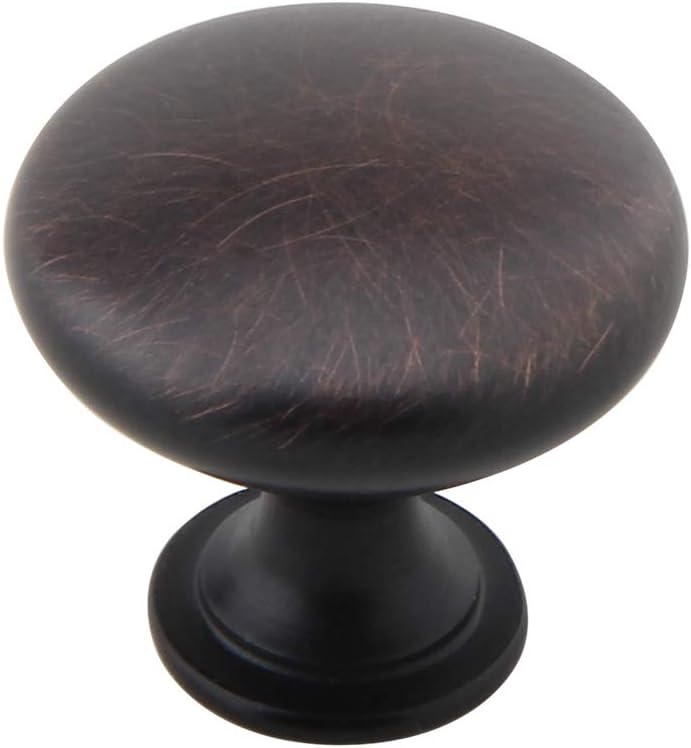 25 Pack - Cabinet Round Knob Pulls for Kitchen Bathroom Drawer Cupboard Knobs 30mm Oil Rubbed Bronze, by Silverline