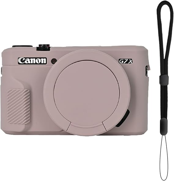 G7X Mark II Case, Soft Silicone Camera Case for Canon G7X Mark II Removable Lens Cover Camera Sleeve Protective Case with Wrist Strap Gray