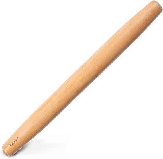 Bamber Wood French Rolling Pin for Baking Small Wooden Rolling Dowel Stick Dough Roller for Cookie Dumpling Pastry Pizza Tortilla, 13.4'' by 1.2''