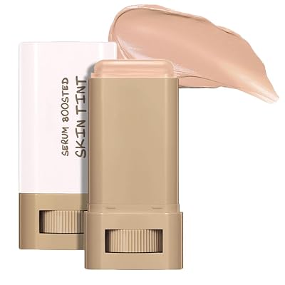 Serum Boosted Skin Tint Hydrating Tinted Moisturizer, Lightweight Solid Tinted Foundation Stick for Flawless, Sheer to Medium Coverage, Radiant & Dewy Finish, All-Day Wear