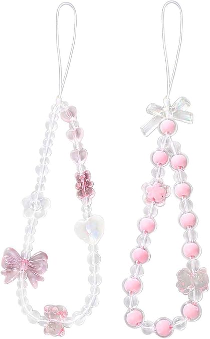 Beaded Phone Lanyards Wrist Straps Chain Phone Charm Pearl Fixed Beads