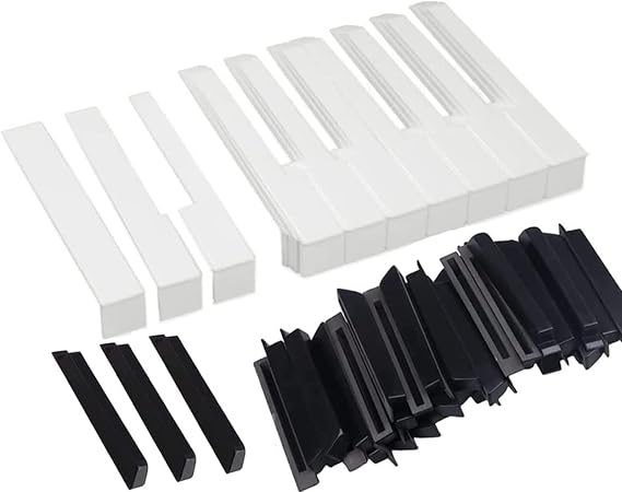 Jiayouy 88 Key Piano Keytops Plastic Piano Key Tops Replacement Black + White Complete Set