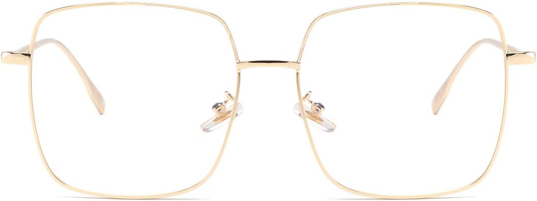 Dollger Oversized Blue Light Blocking Glasses for women Square Metal Frame