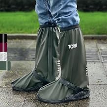 Waterproof Shoe Covers For Rain,Rain Boot Covers With Zipper,Galoshes Shoe Ponchos,Reusable & Foldable,Non-Slip PVC Snow Boot Covers for Men and Women (Dark green, Large)