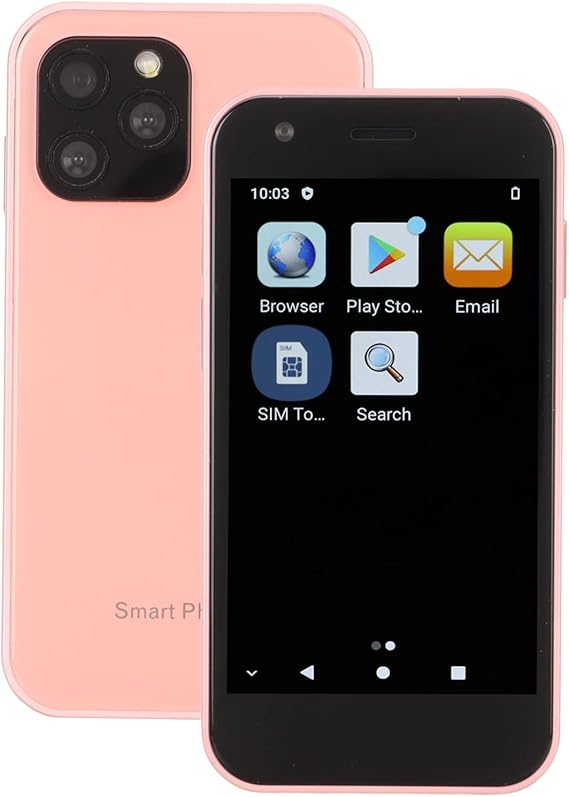 SOYES XS12 Mini 4G LTE Smartphone, Unlocked Cell Phone with 3.0 Inch Display, Dual Standby Support Dual Standby, Face Recognition, Bluetooth, WiFi Sakura Pink