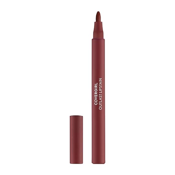 Covergirl Outlast Lipstain, 45 Brazen Raisin, Smooth Application, Precise Pen-Like Tip, Transfer-Proof, Satin Stained Finish, Vegan Formula, 0.06oz