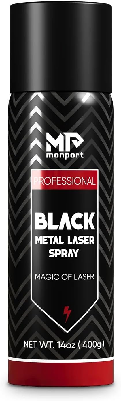 Monport 2 Pcs Laser Marking Spray,Metal Laser Marking Fluid for CO2 Laser Engravers,2x14oz High Contrast Aerosol Black Spray for Laser Engraving Metal,Laser Ink for Aluminum,Stainless Steel, and Brass More