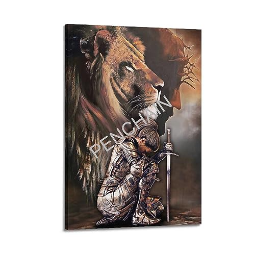 Lion Woman Warrior, Woman Warrior of God, Lion of Judah, Religious Home Wall Art Deco Posters Poster for Room Aesthetic Posters & Prints on Canvas Wall Art Poster for Room 24x36inch60x90cm