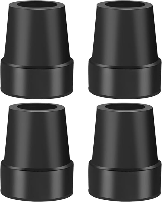 Cane Tips 1 Inch Upgrade Heavy Duty Rubber Walker Accessories Replacement Rubber Cane & Crutches Tips, 4-Pack