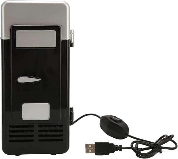 Mini Fridge, USB Powered Fridge Cooler, USB Fridge Insulated Cooling Small Portable Low Decibel Energy Saving Semiconductor Refrigeratior for Bedroom, Car, Office Desk & Dorm Room (Black)