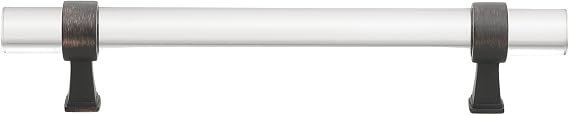 GlideRite Hardware 5-1/16 in. Center-Center Clear Acrylic Cabinet Drawer Pulls, Oil Rubbed Bronze, 4718-128
