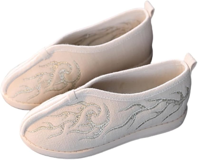 Boys Chinese Style Old Beijing Hanfu Embroidered Cloth Shoes Traditional Slip On Dancing Shoes