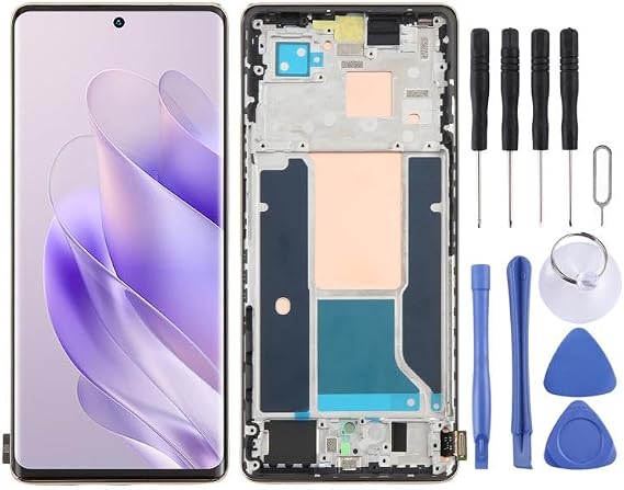 Premium LCD Screen Display Replacement for Infinix Zero 30 4G X6731B AMOLED LCD Screen Digitizer Full Assembly with Frame (Gold)
