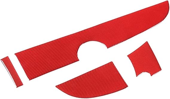 4 Pcs Compatible for Fiat Abarth 2008-2022 Car Center Control Dashboard Panel Cover Trim Sticker Soft Carbon Fiber Interior Accessories LHD(Red Carbon Fiber)