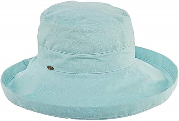 Scala womens Cotton Big Brim Hat With Inner Drawstring & Upf 50+ Rating