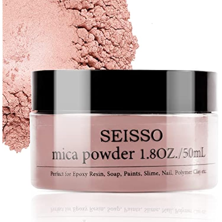 Rose Gold Mica Powder, SEISSO Mica Powder for Epoxy Resin 1.76 oz 50g, Powdered Pigment for Soap Making, Candle Making, Slime, Nail Polish, Cosmetics Grade for Lip Gloss, Craft Projects