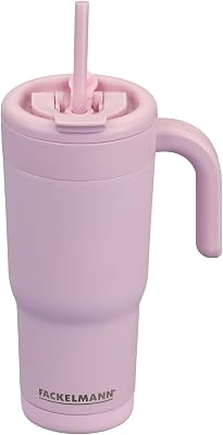 FACKELMANN x Pamela Reif Insulated Drinking Cup - 720 ml, Made of Stainless Steel in Pastel Pink with Ceramic Coating, Double Wall Insulated, PFAS Free Coating, Hand Cleaning