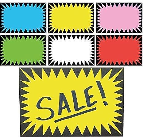 Retail Genius Price Burst 60 Pack Multi-Colored Sign. Boost Sales with Bright Display Tags. Durable, Easy to Write On Star Cards Are Great for Yard, Estate & Garage Sale, Fundraiser, Store, Business & Flea Market.