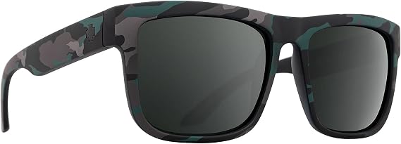 Spy Optic Discord, Square Sunglasses, Color and Contrast Enhancing Lenses, Stealth Camo - HD Plus Gray Green with Black Spectra Mirror Lenses