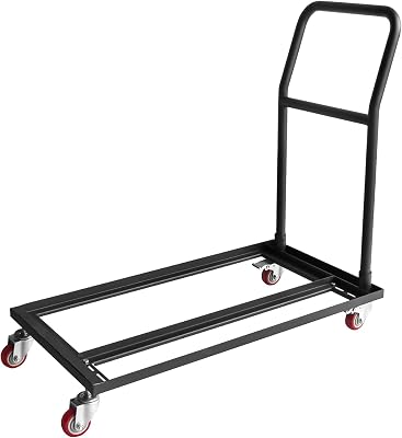 Black Folding Chair Dolly, Versatile Folding Chair Cart with 2 Swivel Casters for Commercial Use, Easy Storage and Transport for Plastic Resin and Wood Folding Chairs